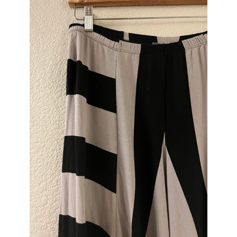 Alembika Punto Pants Black Taupe Stripe Elastic Waist Size 4 (12-14) - Picture 2 of 9